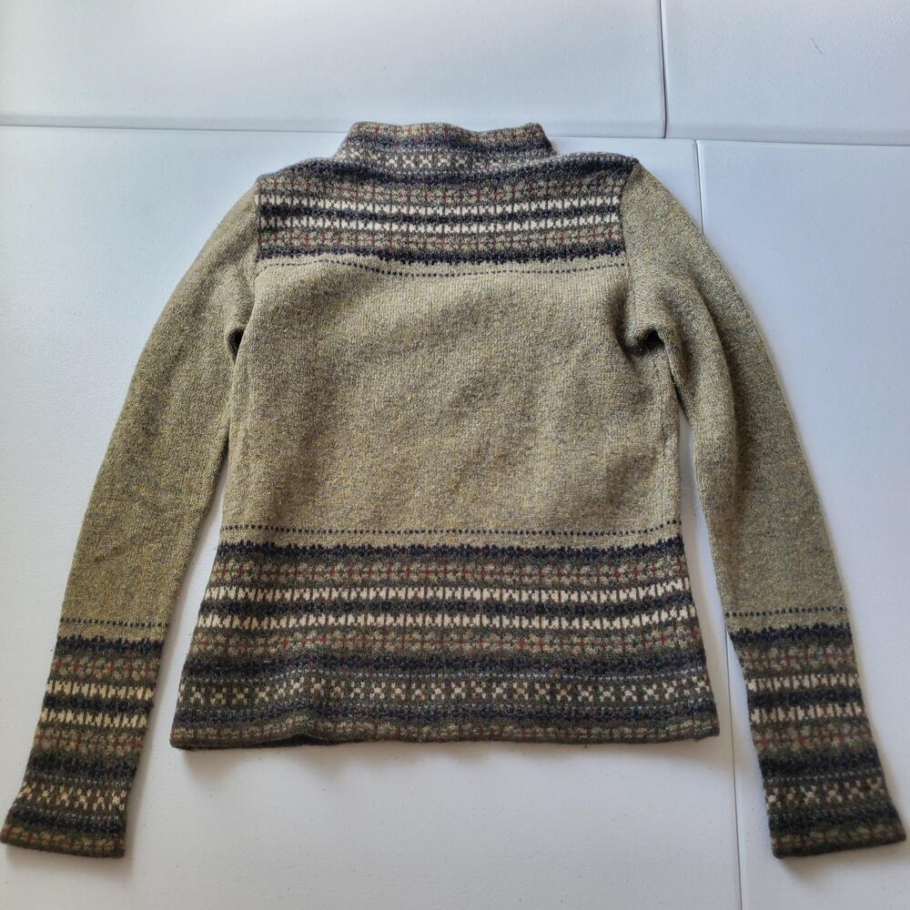 Y2K 90s Fairy Grunge Sweater Womens XS Multicolor 100% Wool Fair Isle Mock Neck